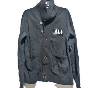 NWT Roots of Fight Ali Ro Large ‎ Cardigan Jacket Black Long Sleeve Front Pocket
